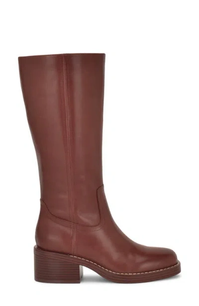 Nine West Broklyn Block Heel Boot In Brown