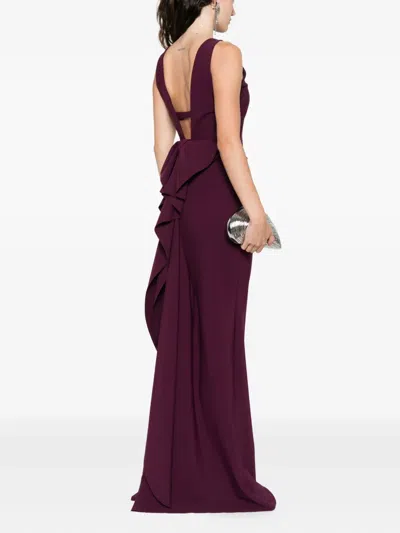Chiara Boni La Petite Robe Eman Ruched Long Dress In Burgundy