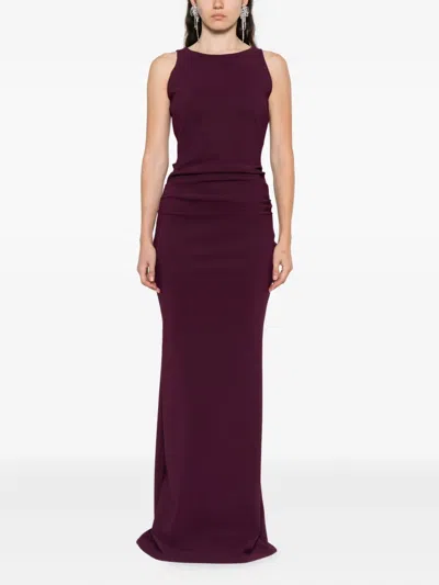Chiara Boni La Petite Robe Eman Ruched Long Dress In Burgundy