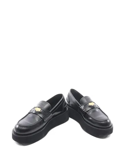 Pre-owned Miu Miu 2010s 45mm Platform Penny Loafers In Black