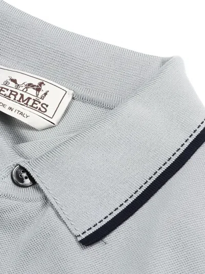 Pre-owned Hermes 2010s Chest-pocket Polo Shirt In Gray