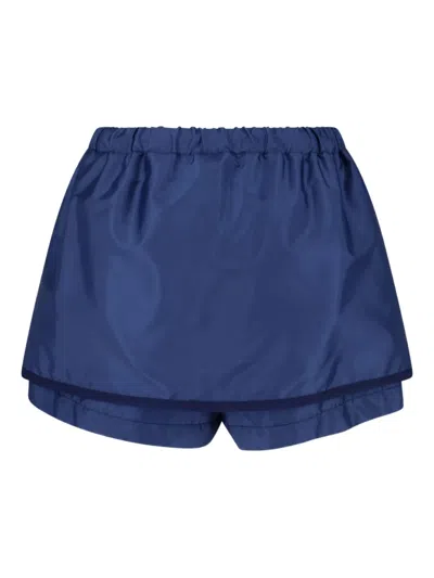 Gucci Gabardine Nylon Skort With Metal Logo In Blue