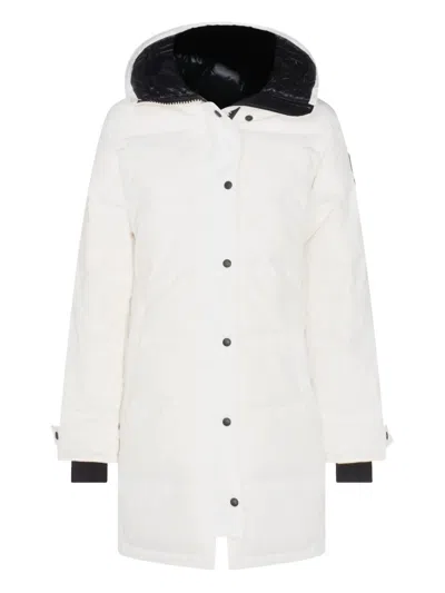 Canada Goose Quilted Down Coat With Hood And Snap-button Closure In White