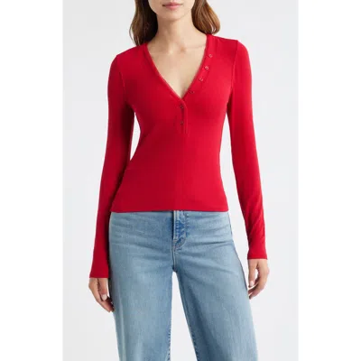 Frame The Mesh Trim Rib Henley In Red