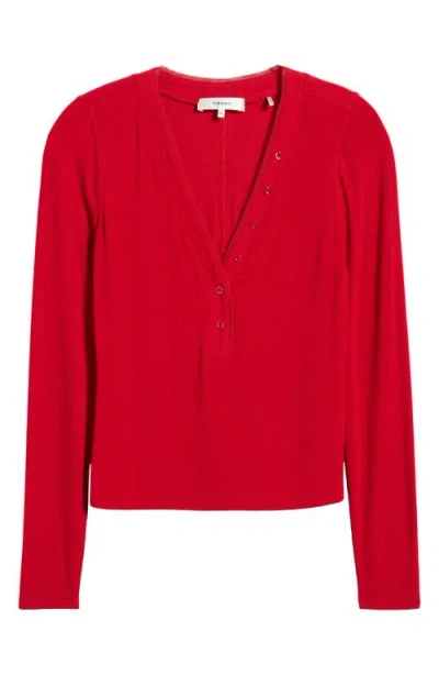 Frame The Mesh Trim Rib Henley In Red