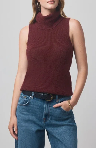 Splendid X @cellajaneblog Sleeveless Turtleneck Sweater In Burgundy