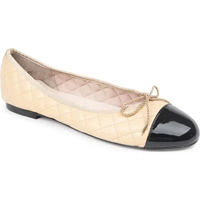 Paul Mayer Best Cap Toe Quilted Ballet Flat In Nude