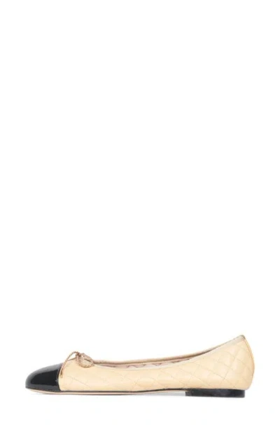 Paul Mayer Best Cap Toe Quilted Ballet Flat In Nude