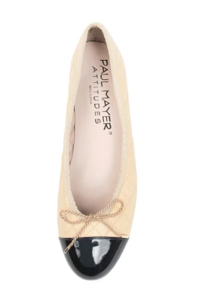 Paul Mayer Best Cap Toe Quilted Ballet Flat In Nude