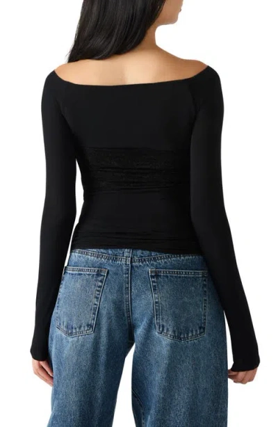 Steve Madden Hailey Off The Shoulder Lace Bandeau Top In Black