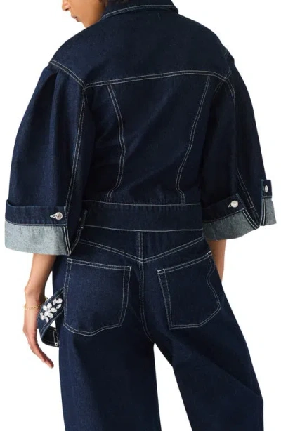 Steve Madden Dorothy Wide Sleeve Denim Jacket In Blue