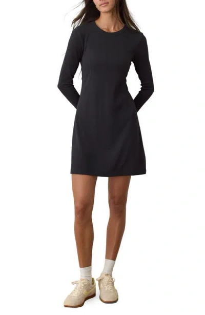 Marine Layer Lexi Long Sleeve Rib Minidress In Black