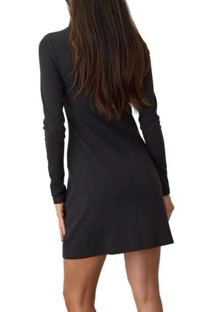 Marine Layer Lexi Long Sleeve Rib Minidress In Black