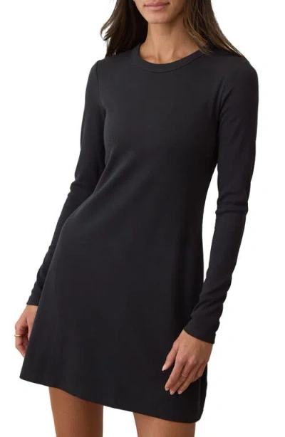 Marine Layer Lexi Long Sleeve Rib Minidress In Black