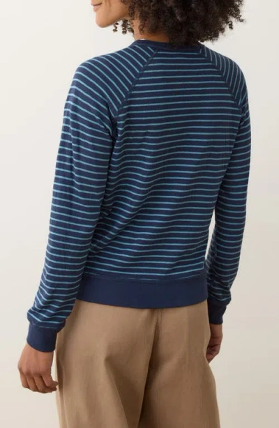 Marine Layer Juno Stripe & Dot Reversible Double Knit Top In Blue