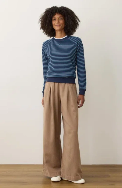 Marine Layer Juno Stripe & Dot Reversible Double Knit Top In Blue