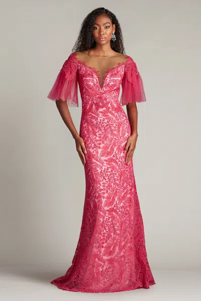 Tadashi Shoji Chu25419l Long Formal A Line Evening Dress In Pink