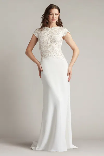 Tadashi Shoji Cim25398l A Line Long Formal Evening Dress In White