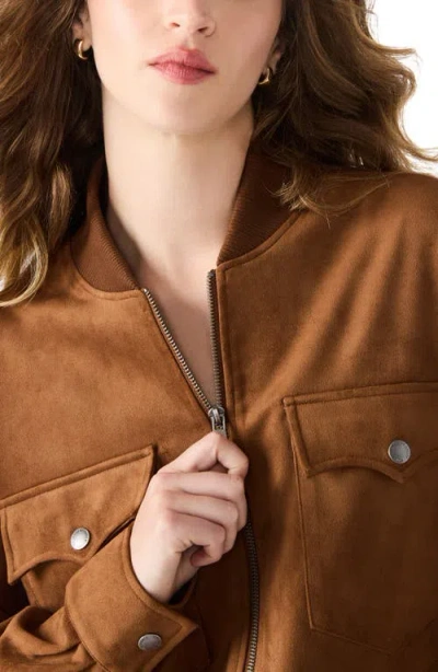 Steve Madden Dean Faux Suede Bomber Jacket In Brown
