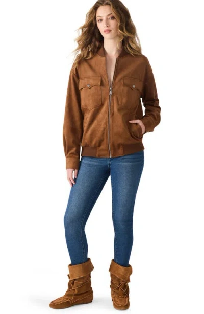 Steve Madden Dean Faux Suede Bomber Jacket In Brown