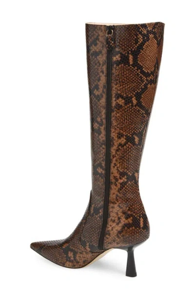 Stuart Weitzman Vinnie Snake-embossed Leather Knee-high Boots In Brown