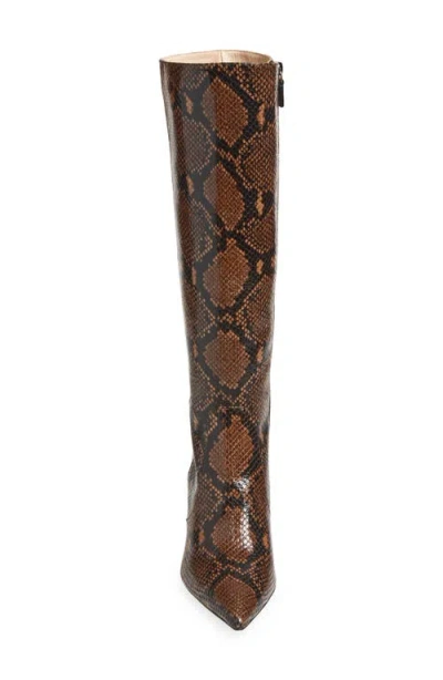 Stuart Weitzman Vinnie Snake-embossed Leather Knee-high Boots In Brown