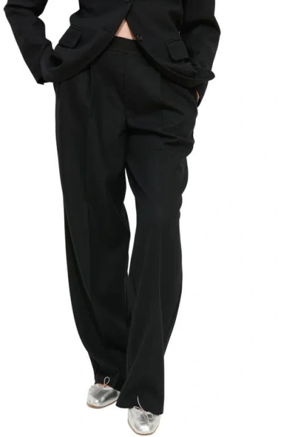 Alex Mill Primrose Pleated Wool Pull-on Trousers In Black