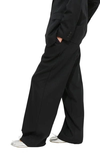 Alex Mill Primrose Pleated Wool Pull-on Trousers In Black
