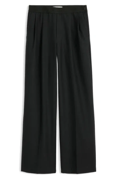 Alex Mill Primrose Pleated Wool Pull-on Trousers In Black
