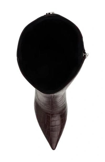 Guess Gressa Croc Embossed Knee High Boot In Red