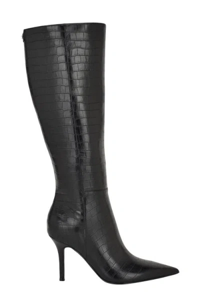Guess Womens Gressa Tall Pointed Toe Stiletto Boots Regular Wide Calf In Black