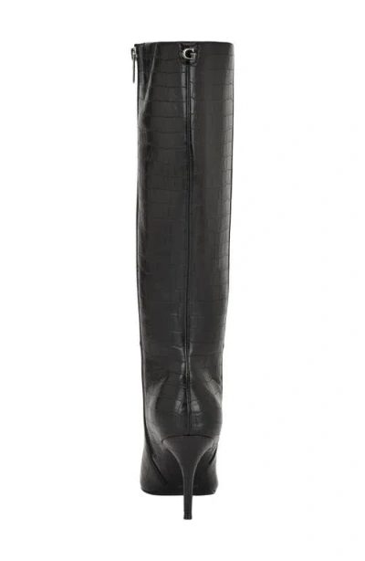 Guess Womens Gressa Tall Pointed Toe Stiletto Boots Regular Wide Calf In Black
