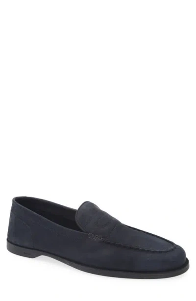 John Lobb Pace Suede Loafers In Blue