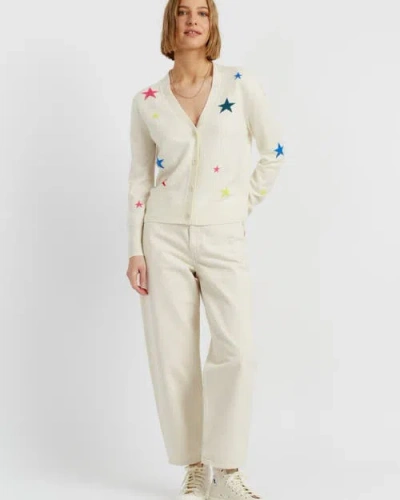 Chinti & Parker Cream Wool-cashmere Star Cardigan In Multi