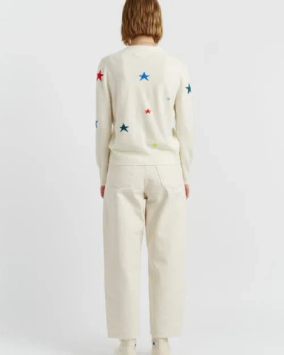 Chinti & Parker Cream Wool-cashmere Star Cardigan In Multi