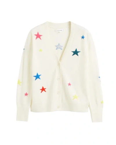 Chinti & Parker Cream Wool-cashmere Star Cardigan In Multi