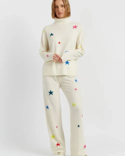 Chinti & Parker Wool Cashmere Star Wide-leg Track Pants In Neutral