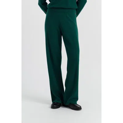 Chinti & Parker Emerald Wool-cashmere Wide-leg Track Pants In Green