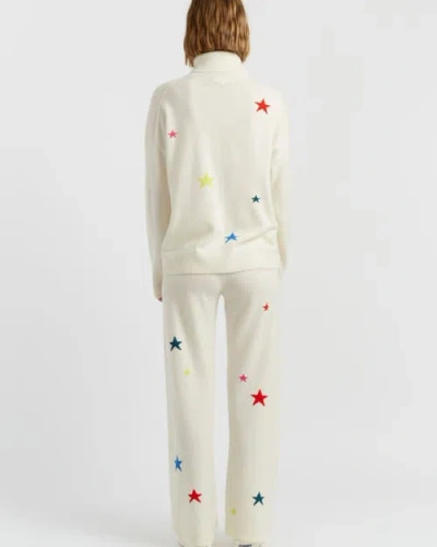 Chinti & Parker Wool Cashmere Star Wide-leg Track Pants In Neutral