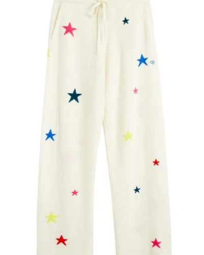 Chinti & Parker Wool Cashmere Star Wide-leg Track Pants In Neutral