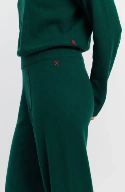 Chinti & Parker Emerald Wool-cashmere Wide-leg Track Pants In Green