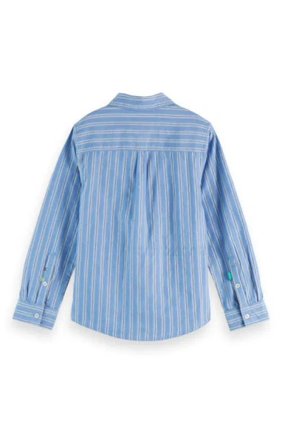 Scotch & Soda Boy's Yarn-dyed Stripe Button-front Shirt In Blue