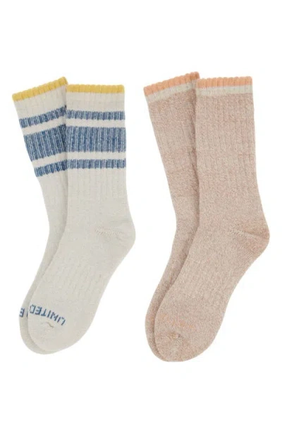 United By Blue Assorted 2-pack Wool, Cotton & Linen Blend Crew Socks In Multi