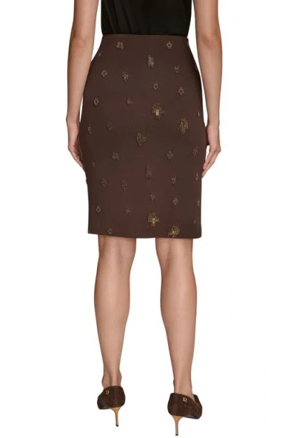 Donna Karan Women's Embroidered Ruched Skirt In Brown