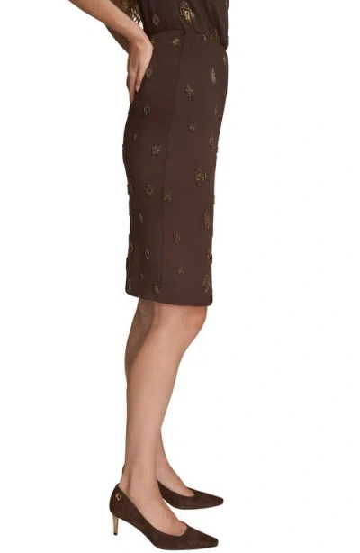 Donna Karan Women's Embroidered Ruched Skirt In Brown