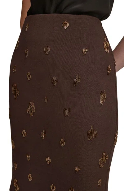 Donna Karan Women's Embroidered Ruched Skirt In Brown