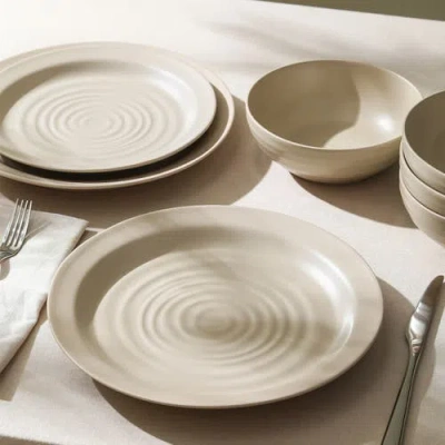 Stone Lain Orbit Stoneware 4-piece Dinner Plate Set In Neutral