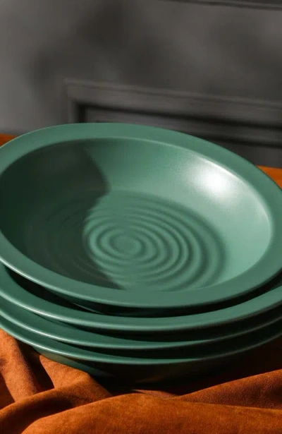 Stone Lain Orbit Stoneware 4-piece Pasta Bowl Set In Green