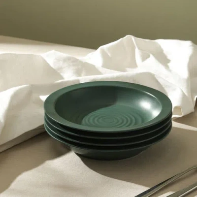 Stone Lain Orbit Stoneware 4-piece Pasta Bowl Set In Green