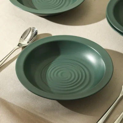 Stone Lain Orbit Stoneware 4-piece Pasta Bowl Set In Green